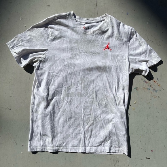 Women's Air Jordan T-Shirt White Jumpman Logo L Cotton All-Over Street NBA Icon - Picture 2 of 14